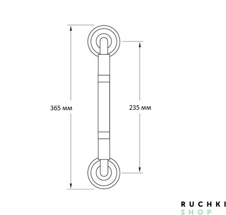 Ручка-скоба IMPERO T 106 Z (ИМПЕРО) 365 мм, Хром полированный, Zermat 