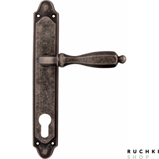 Дверная ручка на планке CAMILLA 298/158, Античное серебро, Melodia 