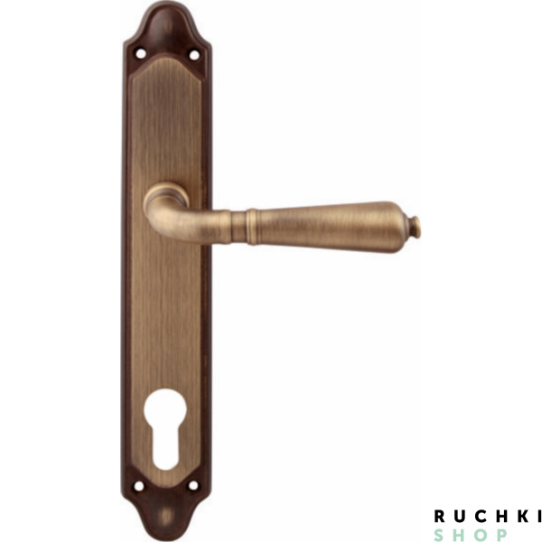 Дверная ручка на планке ANTIK 130/158, Матовая бронза, Melodia 