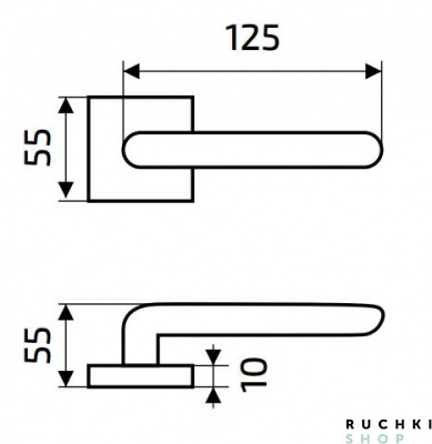 схема ручка на розетке 55*55 мм Quadra B, Полированый хром, Buonelle