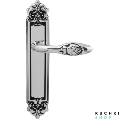 Дверная ручка на планке ROSA 243/PASS, Серебро с чернением, Melodia