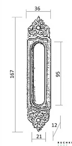 Размеры ручки купе 280/1 PASS, Матовая бронза, Melodia
