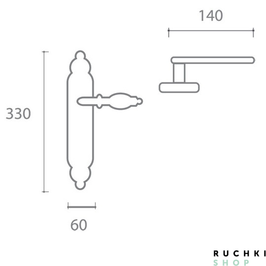 Ручка на планке Кастелли, Латунь состаренная, Val de fiori 