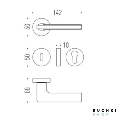 Дверая ручка Гира, Коломбо. Размеры.