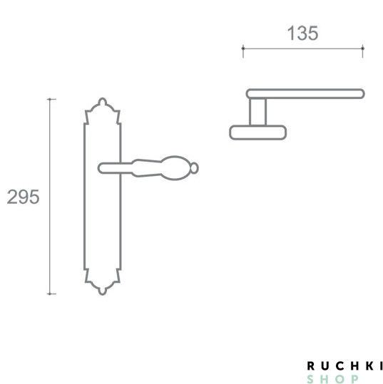 Ручка на планке Наполи под цилиндр, Античное серебро, Val de fiori 